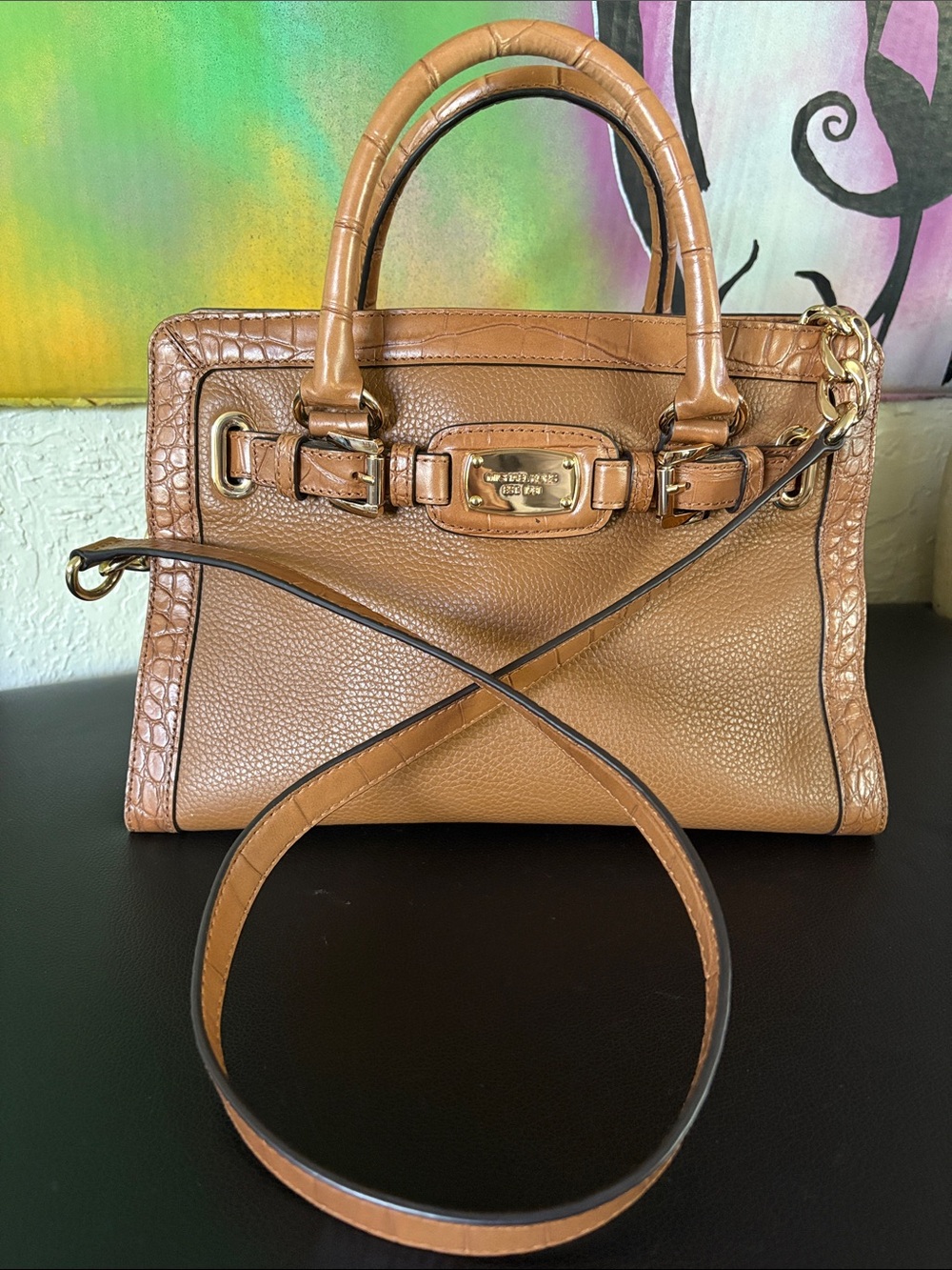 Michael Kors Hamilton Frame Out Leather Satchel